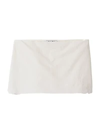 Embroidered Slubbed Canvas Mini Skirt