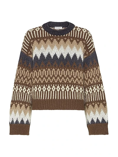 Dazzling Mountain Jacquard Sweater Cashmere Feather Yarn