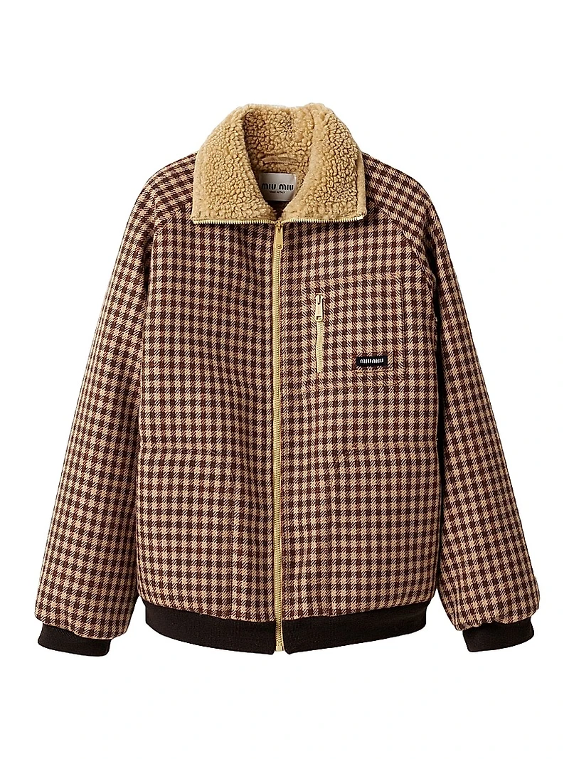 Fleece-Lined Checked Blouson Jacket