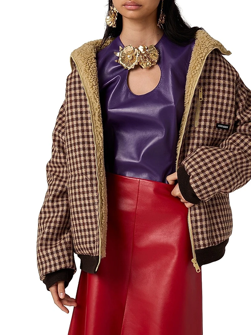 Fleece-Lined Checked Blouson Jacket