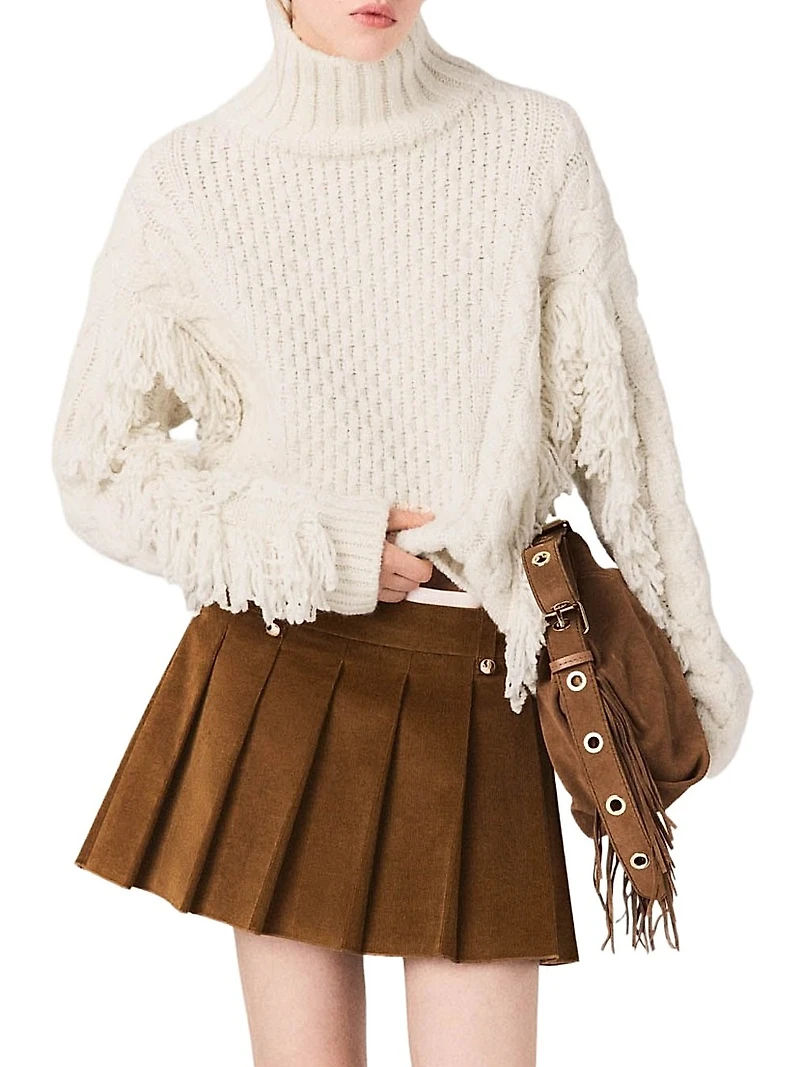 Wool-Blend Jumper with Fringes