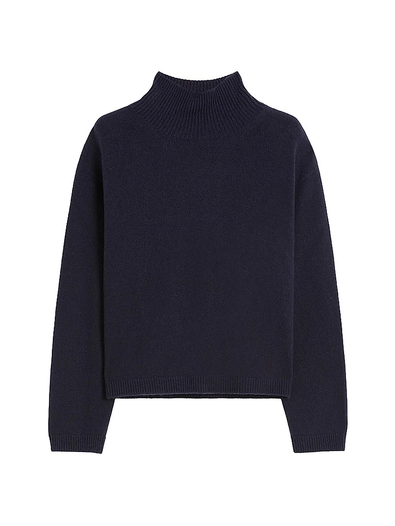 Wool and Cashmere Cropped Polo Neck Sweater