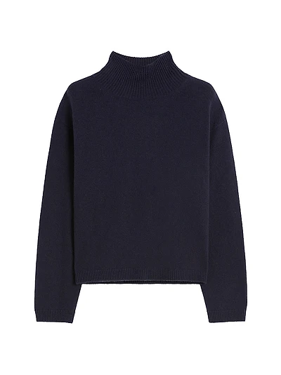 Wool and Cashmere Cropped Polo Neck Sweater