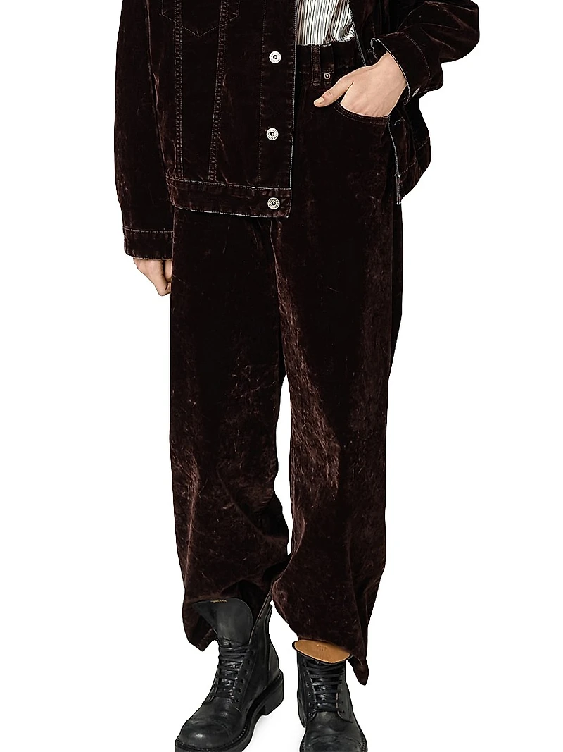 Washed Flocked Chambray Pants