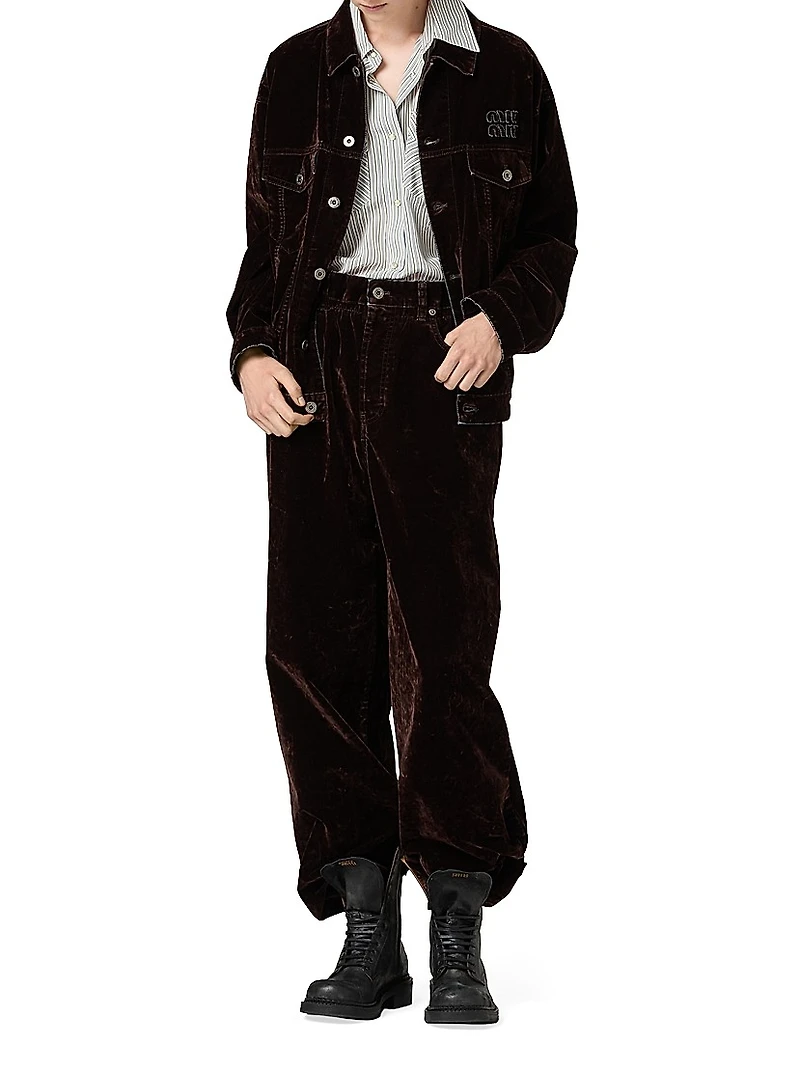 Washed Flocked Chambray Pants