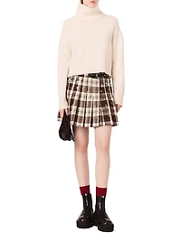 Rhinestone Checked Kilt Skirt