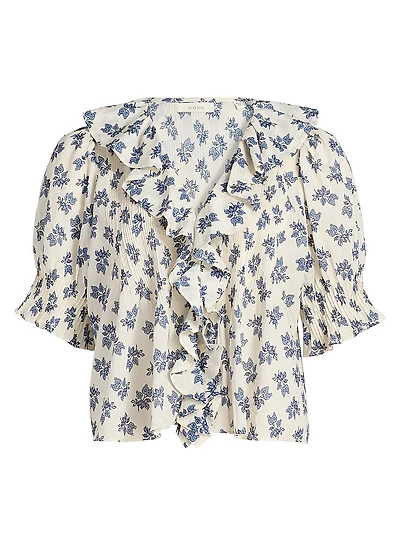 Henri Floral Cotton V-Neck Blouse