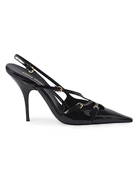 Patent Leather Slingback Pumps with Buckles