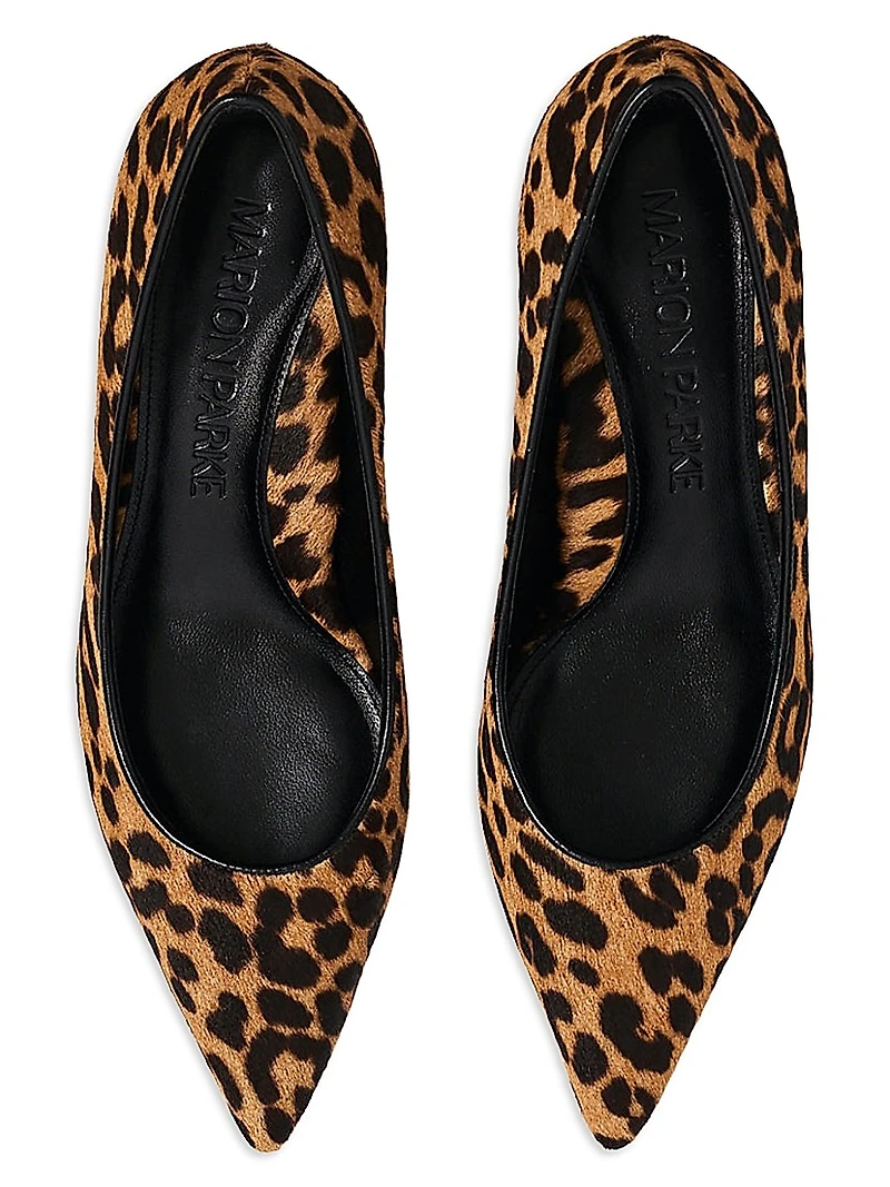 Flared Kitten Heel Haircalf Pumps