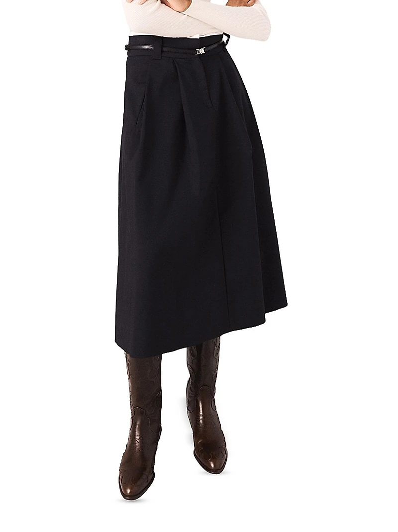 Long Cotton Skirt with Belt