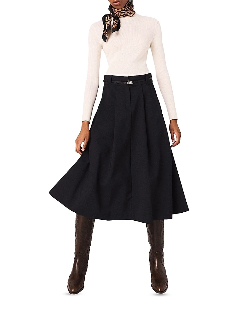 Long Cotton Skirt with Belt