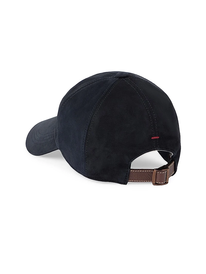 Suede Baseball Cap with Embroidered Logo