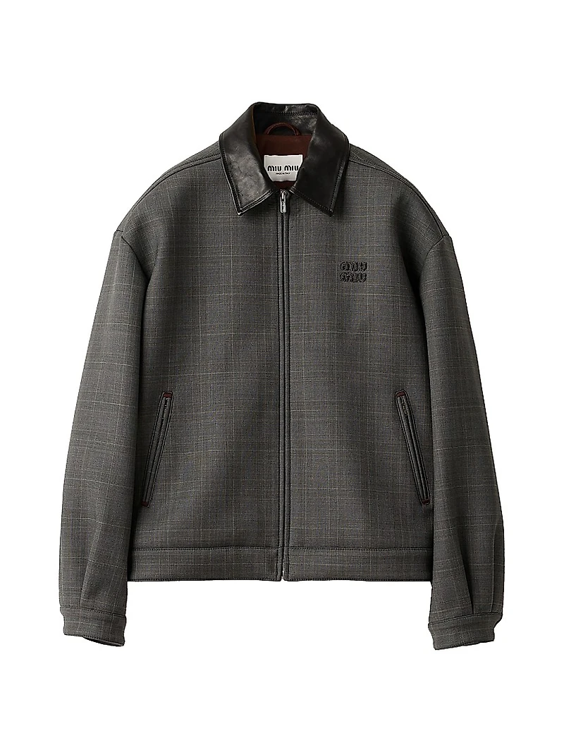 Prince Of Wales Check and Bonded Jersey Blouson Jacket