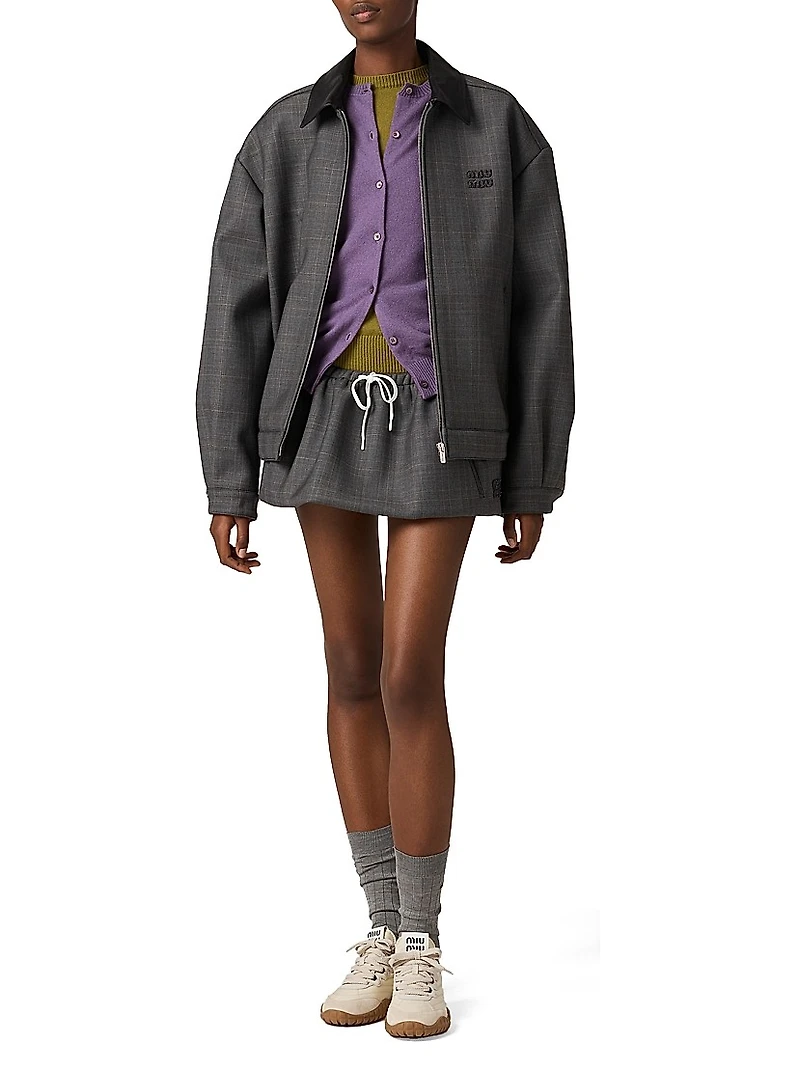 Prince Of Wales Check and Bonded Jersey Blouson Jacket