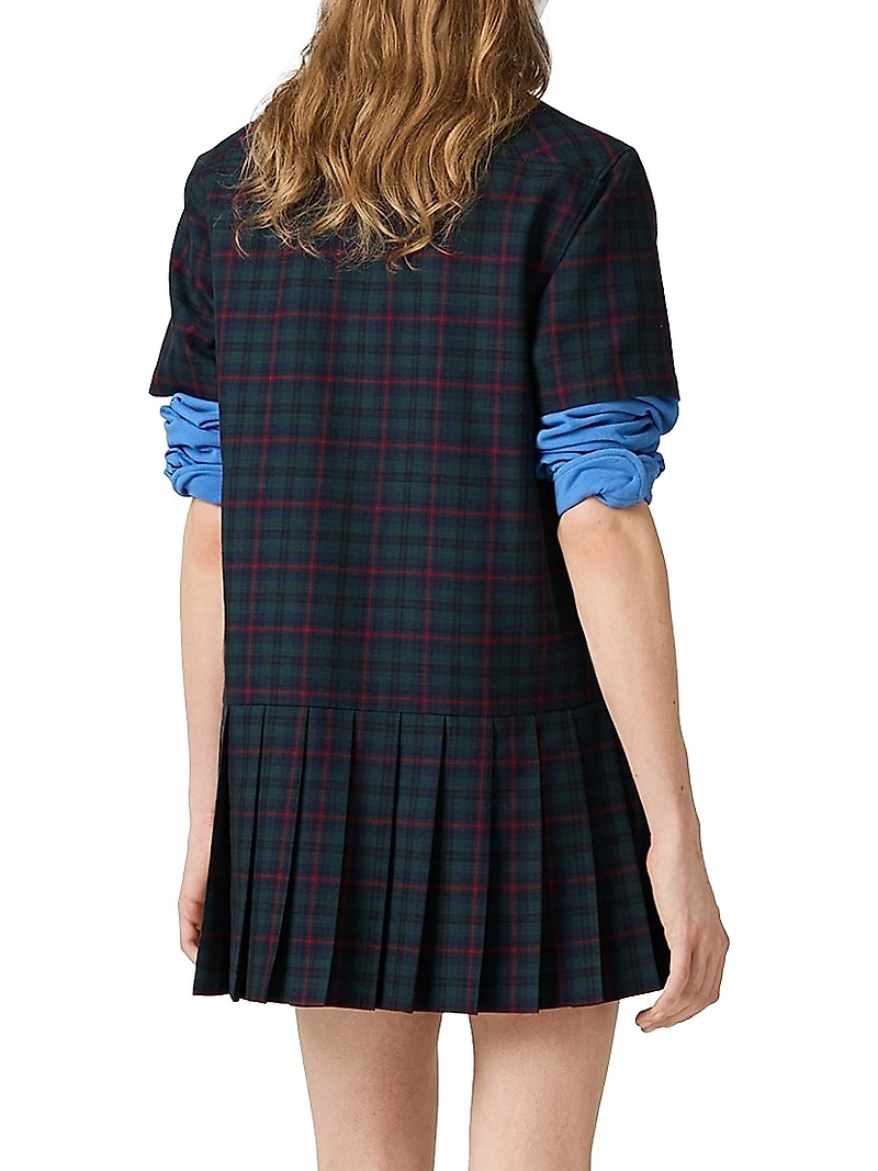 Pleated Plaid Mini-dress