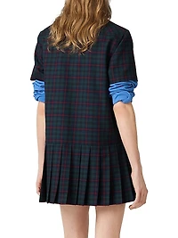 Pleated Plaid Mini-dress