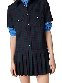 Pleated Plaid Mini-dress