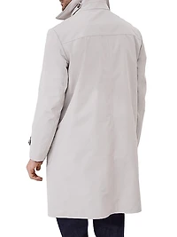 Bonded Nylon Reversible Redingote with Leather Collar
