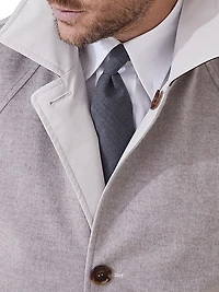 Bonded Nylon Reversible Redingote with Leather Collar