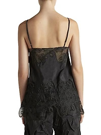 Pinstripe Camisole with Lace Inlay