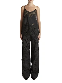 Pinstripe Camisole with Lace Inlay