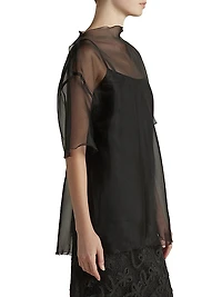 Silk Organza T-Shirt with Scalloped Edge