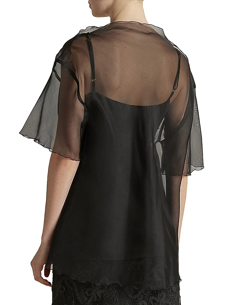 Silk Organza T-Shirt with Scalloped Edge