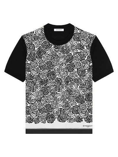 T-Shirt Cotton Knit with Flowers Print