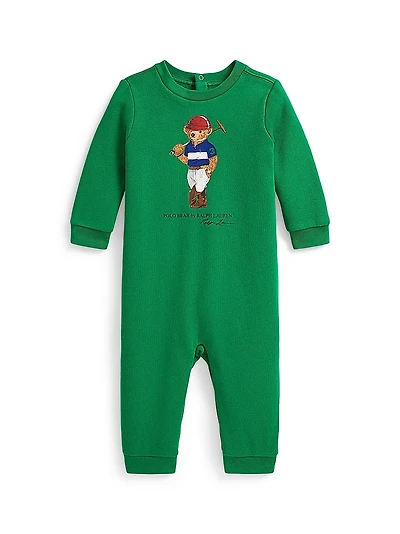 Baby Boy's Polo Bear Cotton-Blend Fleece Coverall