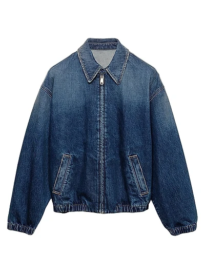 Washed Denim Blouson Jacket