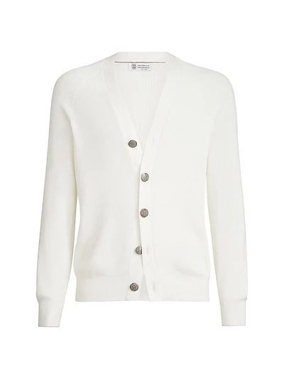 Cotton English Rib Cardigan with Raglan Sleeves