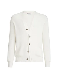 Cotton English Rib Cardigan with Raglan Sleeves