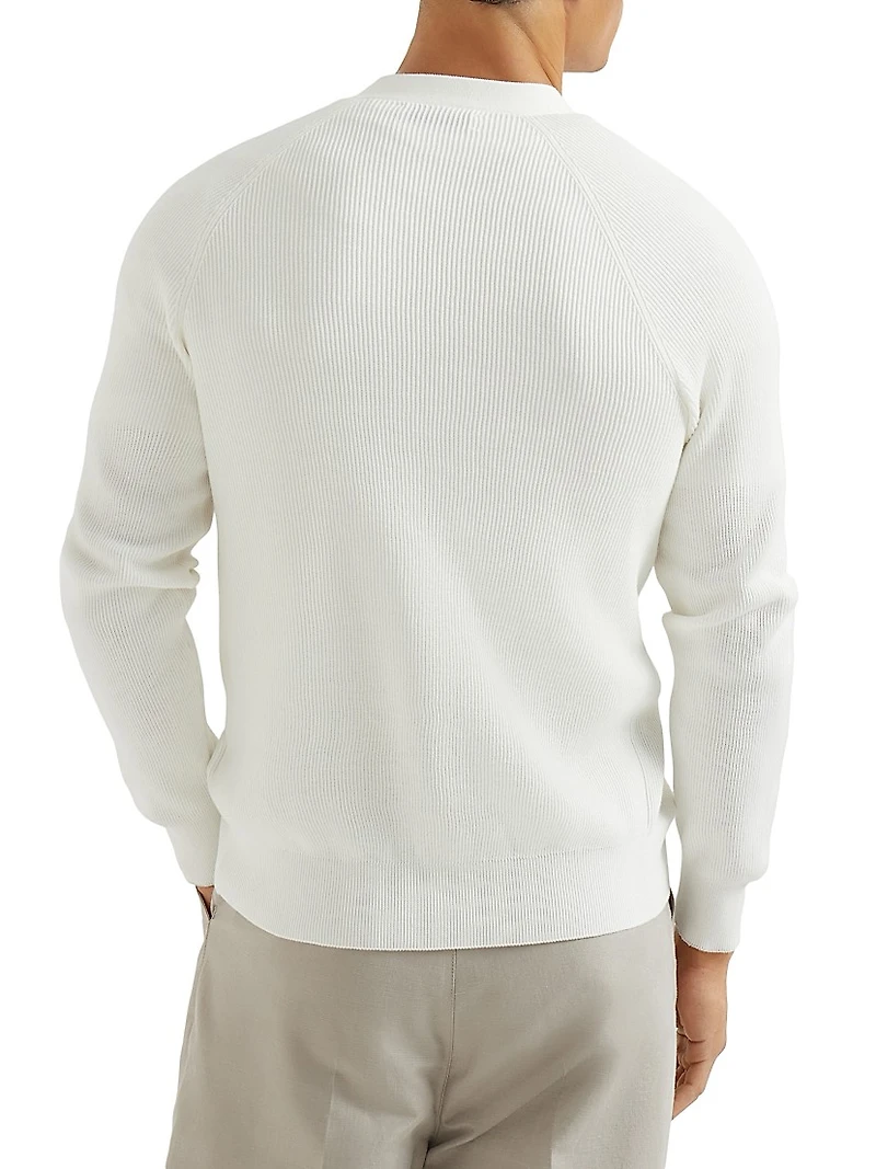 Cotton English Rib Cardigan with Raglan Sleeves