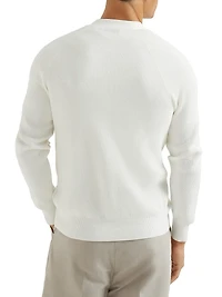 Cotton English Rib Cardigan with Raglan Sleeves