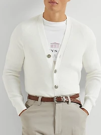 Cotton English Rib Cardigan with Raglan Sleeves