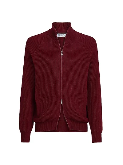 Malfilé Cotton English Rib Cardigan with Raglan Sleeves