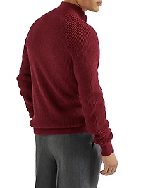 Malfilé Cotton English Rib Cardigan with Raglan Sleeves