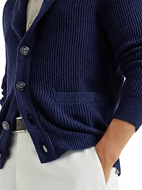 Malfilé Cotton English Rib Cardigan with Raglan Sleeves