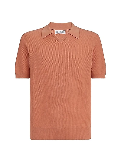 Cotton English Rib Knit Polo Shirt