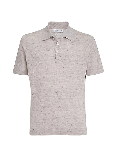 Linen and Cotton Knit Polo Shirt