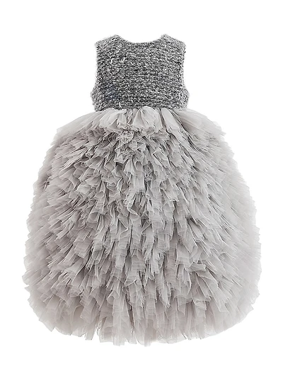Little Girl's & Textured Bodice Tulle Dress