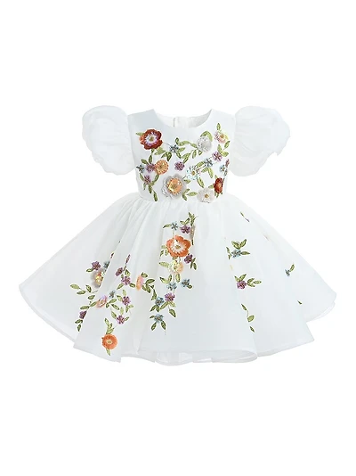 Girl's Embroidered Floral Sparkle Dress