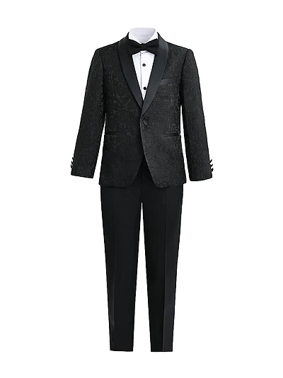 Little Boy's & Textured Suit Set with Satin Lapels