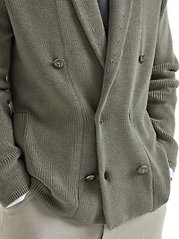 Cotton Half English Rib Cardigan with Metal Buttons