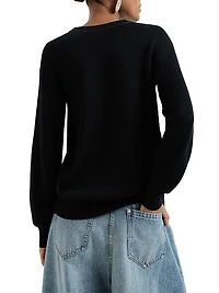 Cotton English Rib Sweater with Monili