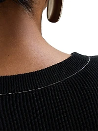 Cotton English Rib Sweater with Monili