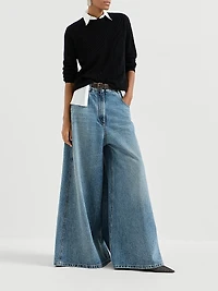 Cotton English Rib Sweater with Monili