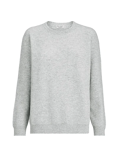 Cashmere English Rib Sweater with Monili