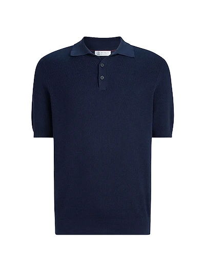 Cotton English Rib Knit Polo Shirt
