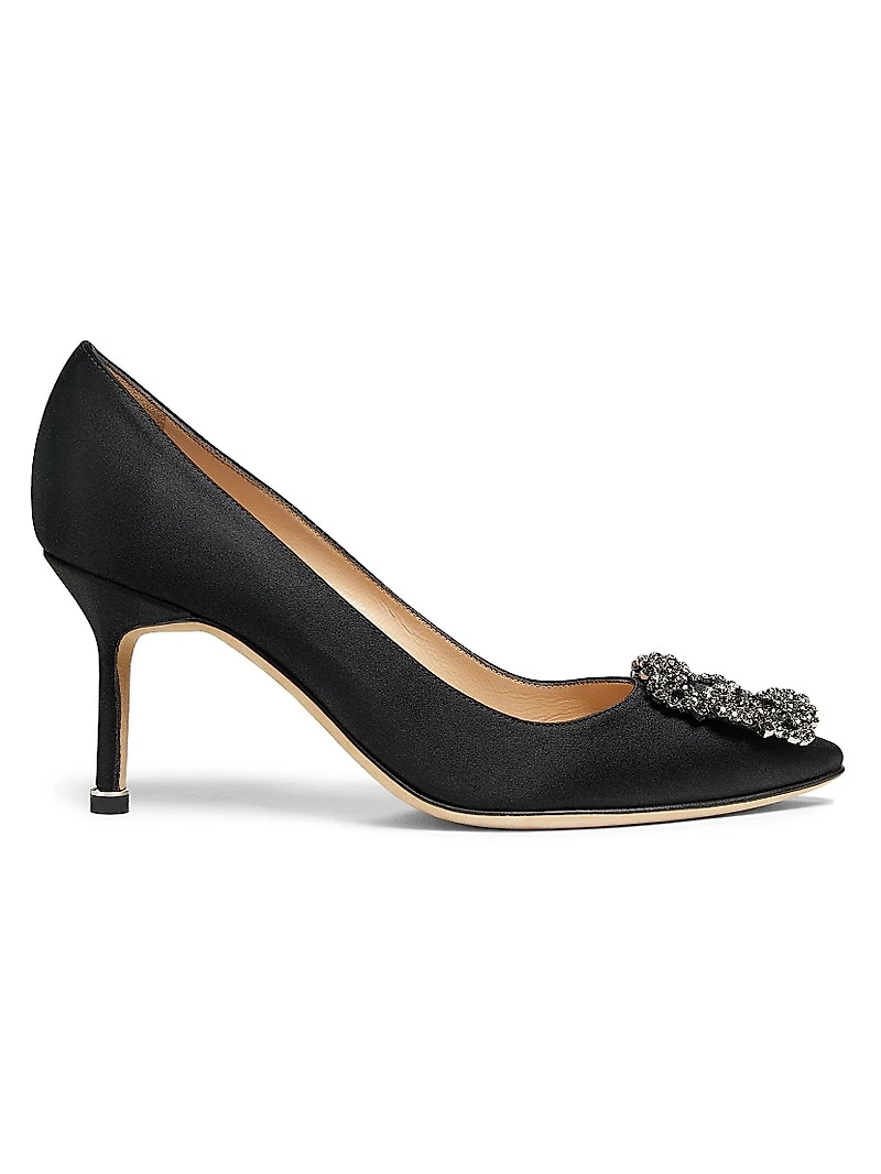 Hangisi 70MM Crystal-Embellished Satin Pumps